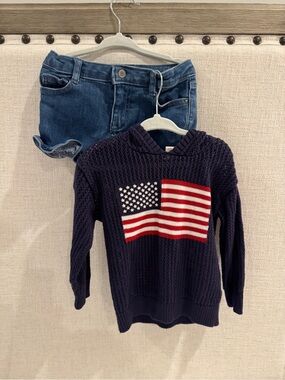 Jane and Jack shorts and American Flag Sweater